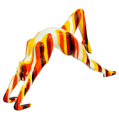 Red and Yellow Stretching Yoga Lady