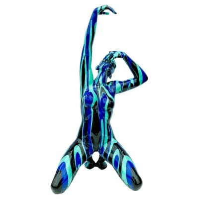 Large Black and Blue Yoga Lady Sculpture
