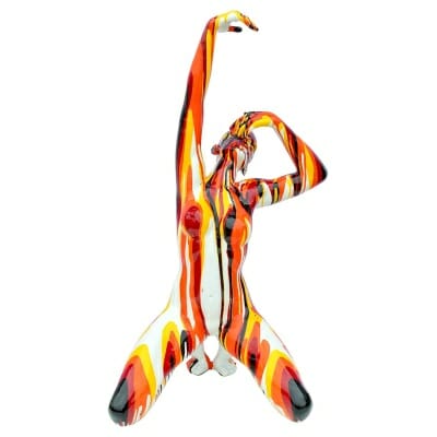 Large Red and Yellow Yoga Lady Sculpture