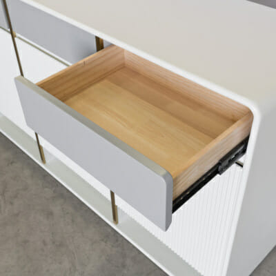 Barnes White and Grey Sideboard - Drawer Open