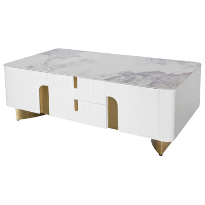 Colby White and Gold Coffee Table