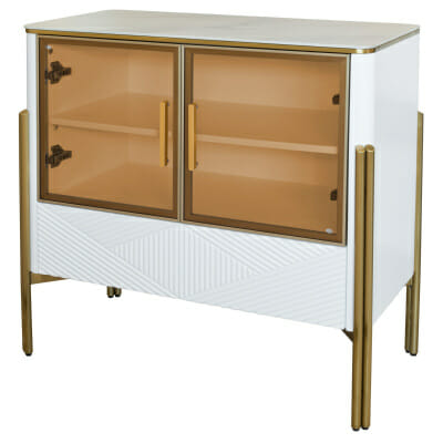 Ewing White and Gold Small Cabinet