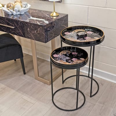 Set of 2 Black Tray Tables in our Showroom