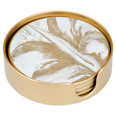 Gold Leaf Circular Coaster Set