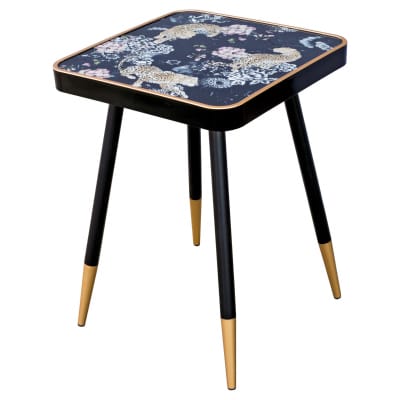 Leopard Black and Gold Side Table