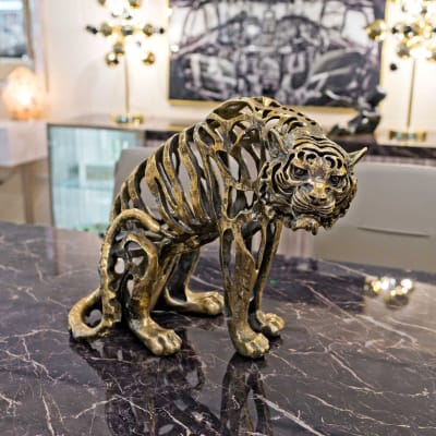 Hollow Gold Tiger Statue