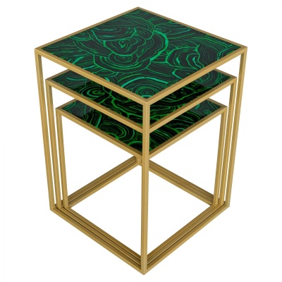 Malachite Nest of Tables by Laurence Llewelyn Bowen