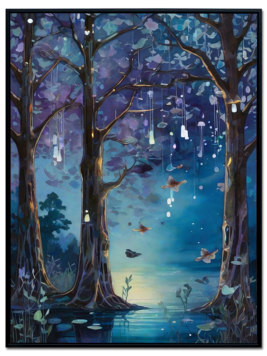 Tranquil River Framed Velvet Wall Art